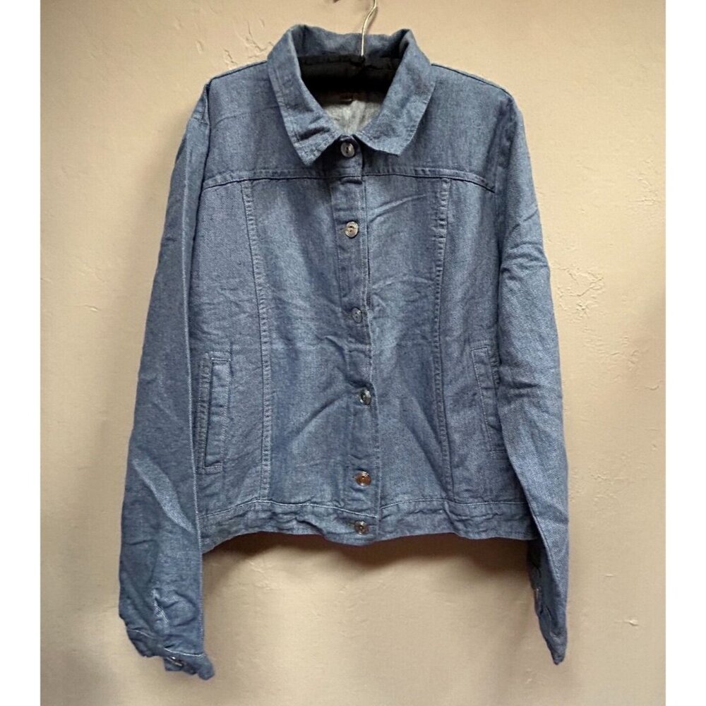 Flax Women Button Front Shirt Linen Cotton Long Sleeve Top Blue Large Casual New